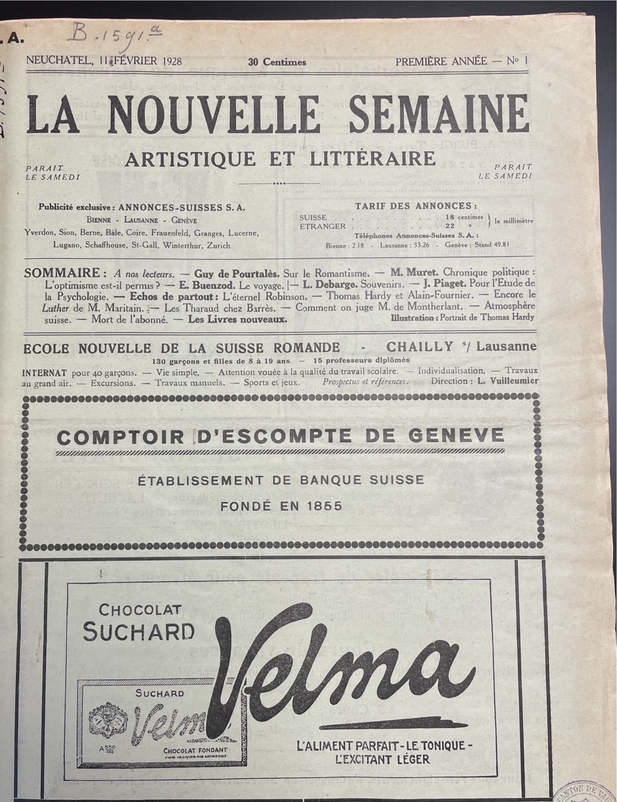 Nouvelle Semaine artistique et littéraire (La)