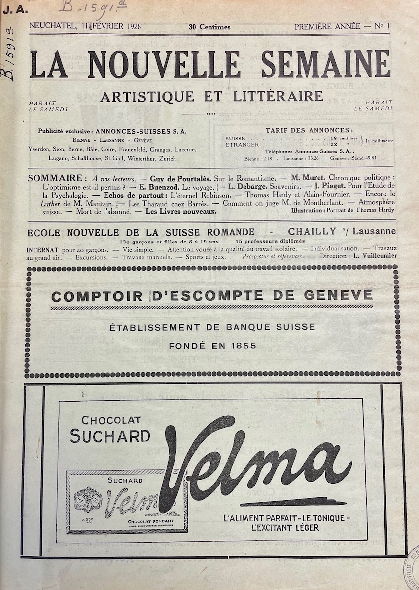 Nouvelle Semaine artistique et littéraire (La)
